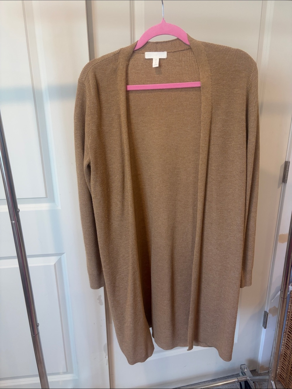 H&M Longline Open-Front Cardigan in Camel